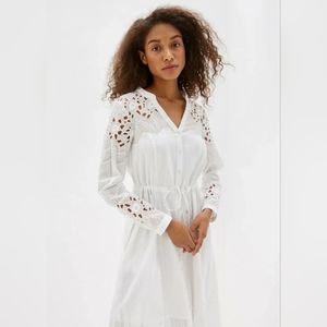 NWT Karen Millen Women's Lace Shirt Dress White Maxi Long Cotton Size US 4 Small